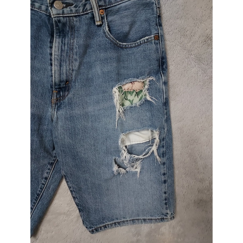 Levis Jean Shorts Mens 30 569 Loose Fit Denim Jorts Distressed Destroyed Blue - Picture 5 of 12